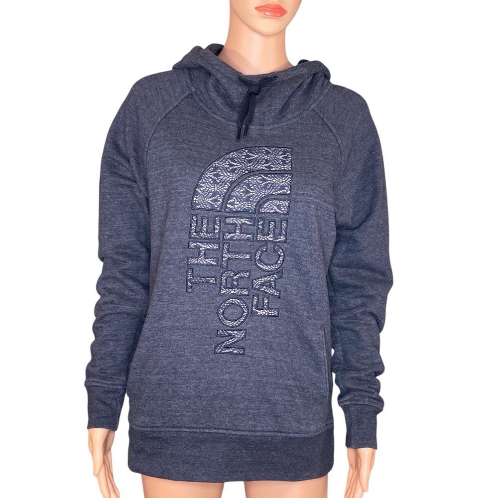 The North Face Gray Hoodie Heavy Cotton SZ Med Drawstring Hood with Pocket